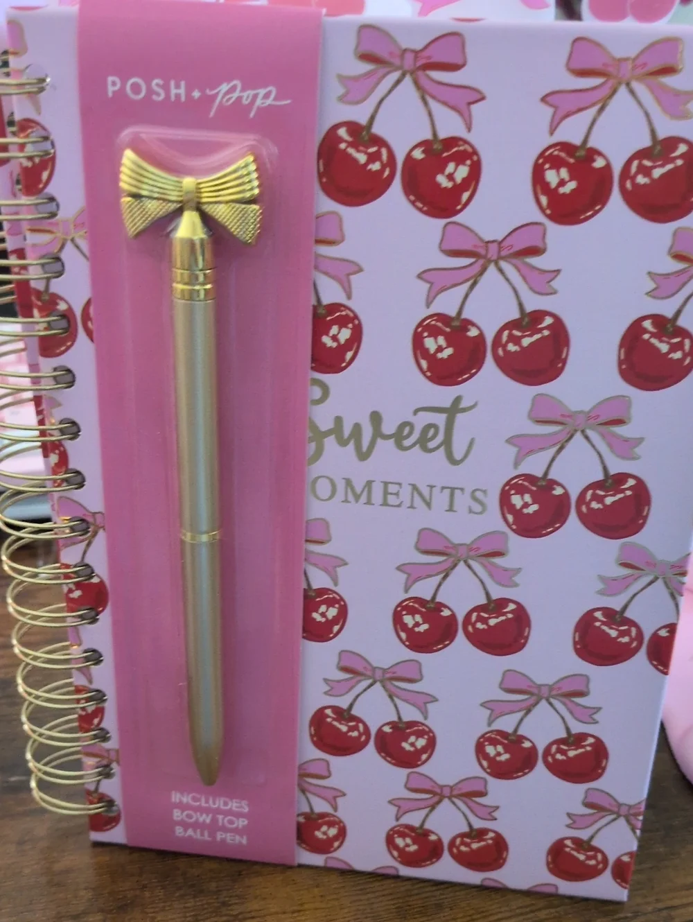 Cherry Print Pink Ceramic Mug Set Qty 2 And Sweet Moments Cherry Journal Bundle